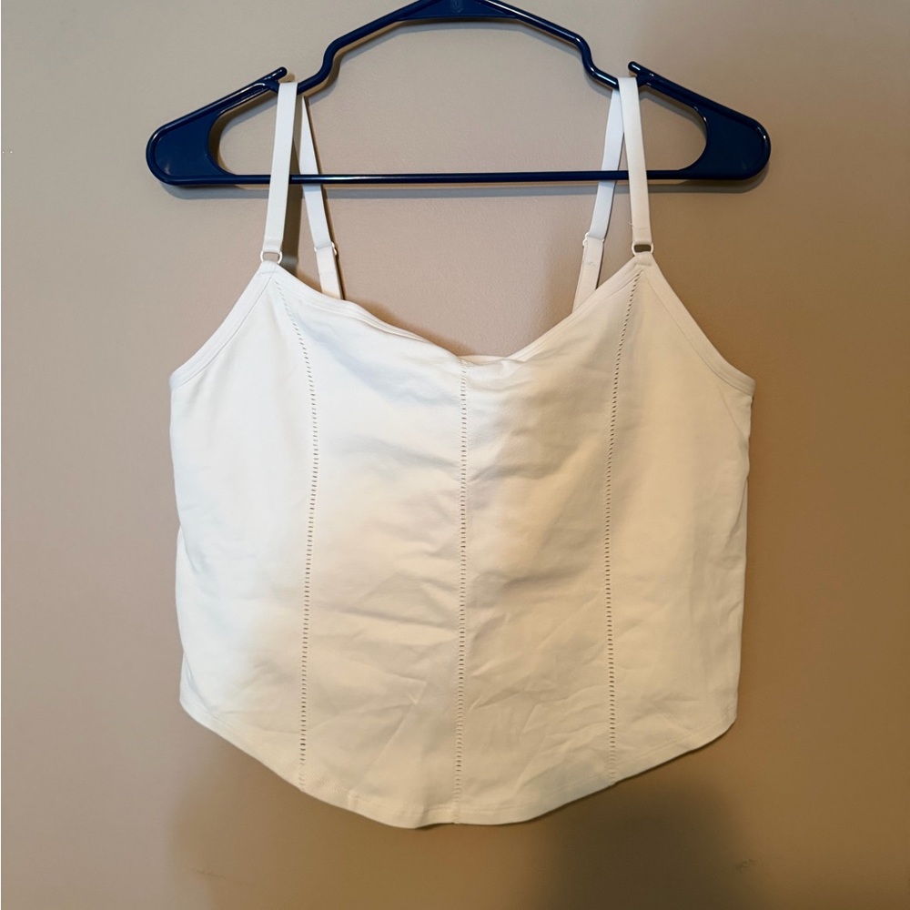 aerie White Sleeveless Seam-Detail Cami